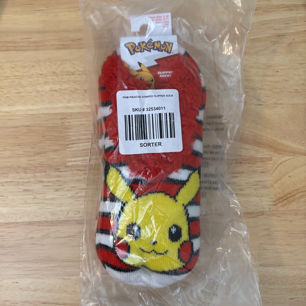 Pokemon Red and Black Pikachu Slipper Socks